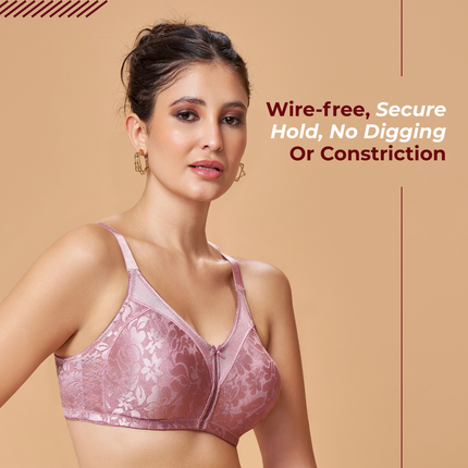 MAROON Mistpink Seamless Non-Padded Non-Wired Minimizer Full Coverage Bra for Women