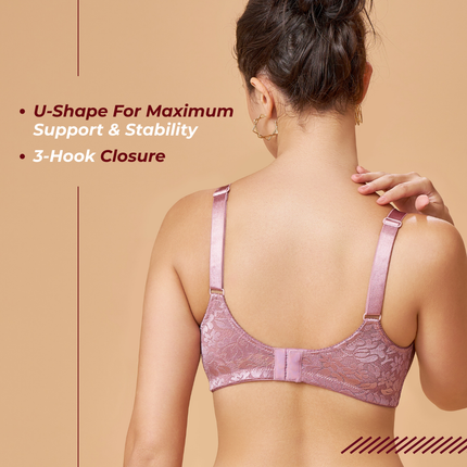 MAROON Mistpink Seamless Non-Padded Non-Wired Minimizer Full Coverage Bra for Women