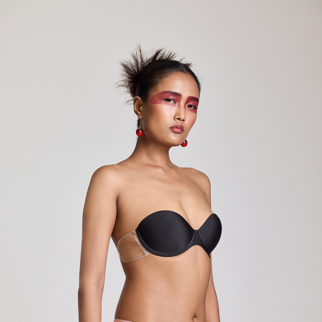 MAROON Strapless Seamless Silicone Invisible Bra Breast Lifting Dress Half Coverage Nylon Lightly Padded Transparent Back Underwire Party wear Stick-on Bra