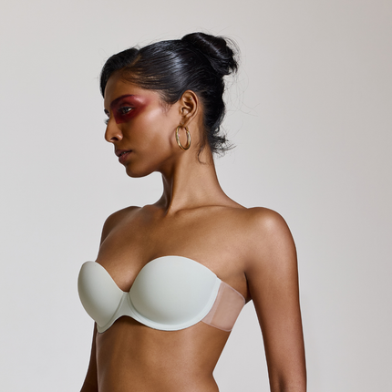 MAROON Strapless Seamless Silicone Invisible Bra Breast Lifting Dress Half Coverage Nylon Lightly Padded Transparent Back Underwire Party wear Stick-on Bra