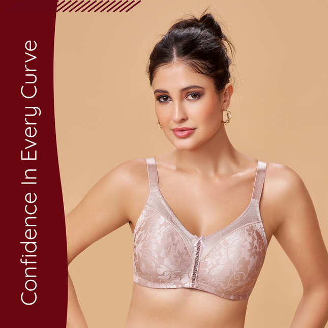 MAROON Nude Seamless Non-Padded Non-Wired Minimizer Full Coverage Bra for Women