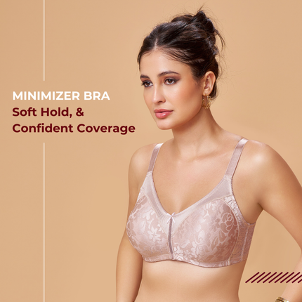 MAROON Nude Seamless Non-Padded Non-Wired Minimizer Full Coverage Bra for Women