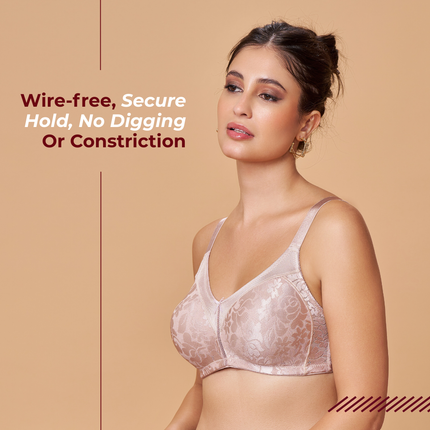 MAROON Nude Seamless Non-Padded Non-Wired Minimizer Full Coverage Bra for Women