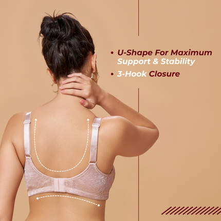 MAROON Nude Seamless Non-Padded Non-Wired Minimizer Full Coverage Bra for Women