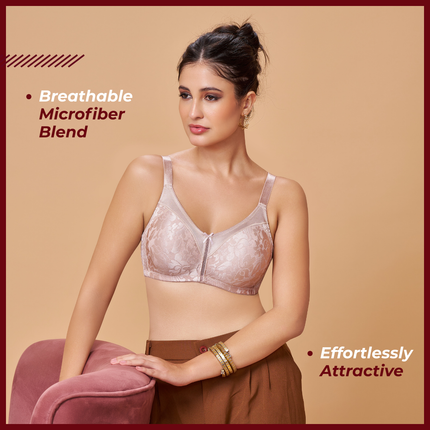 MAROON Nude Seamless Non-Padded Non-Wired Minimizer Full Coverage Bra for Women