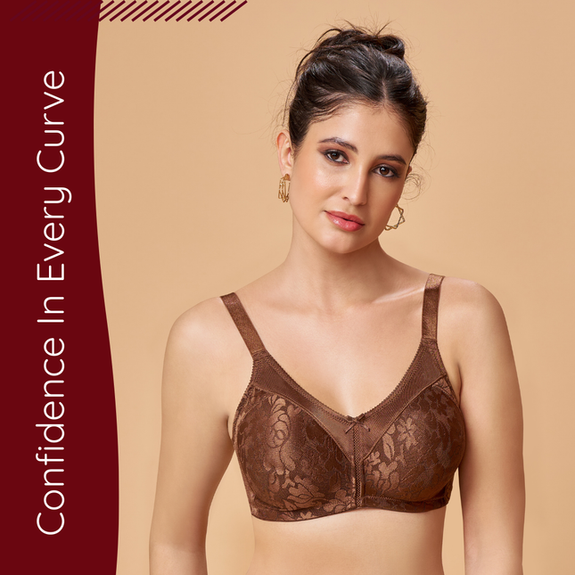 MAROON Mocha Seamless Non-Padded Non-Wired Minimizer Full Coverage Bra for Women