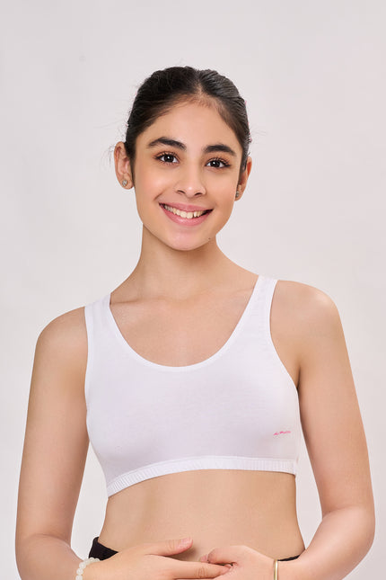 cotton white sports bra