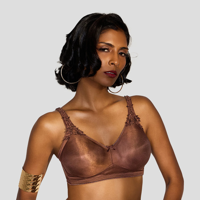 MAROON Find My Skin Tone Seamless Non-Padded T-Shirt Elevated Coverage Graceful minimizer Structured Shoulder Women Everyday Bra - Chocolate