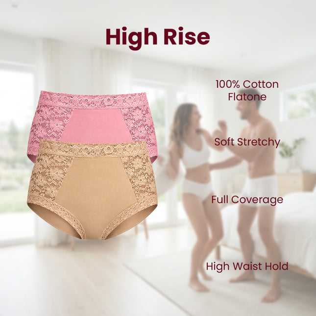 MAROON Find My Skin Tone Cotton Elastane High Rise Briefs Soft Stretchy Full Coverage High Waist Hold Zero Roll Grip Vanishing Waistband Hipster Panty