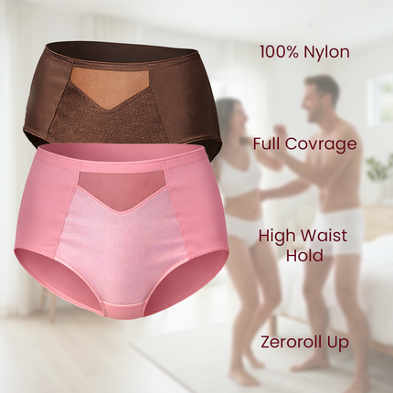 MAROON Find My Skin Tone Nylon Elastane High Rise Briefs Soft Stretchy Full Coverage High Waist Hold Zero Roll Grip Vanishing Waistband Hipster Panty