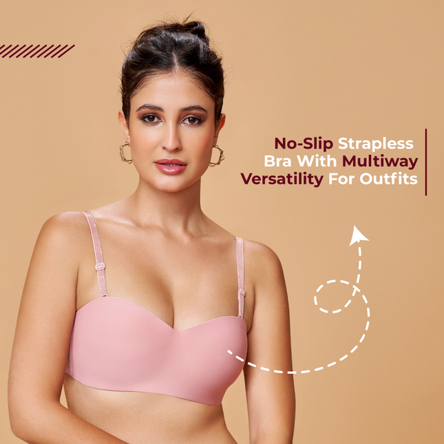 MAROON Mistpink Seamless Padded Non-Wired Multiway Balconette Bra for Women