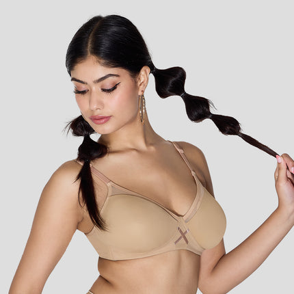 MAROON Find My Skin Tone Seamless Non-Padded T-Shirt Cloud Soft Lift Active Stretch Women Everyday Bra - Caramel