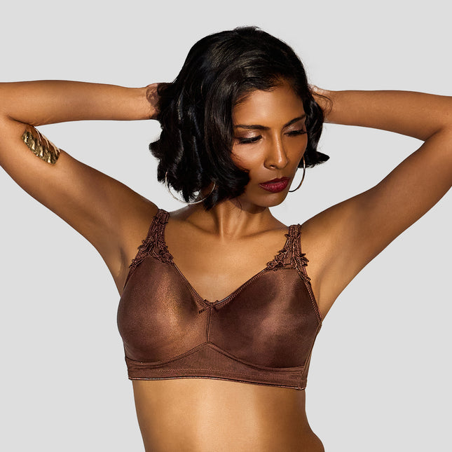 MAROON Find My Skin Tone Seamless Non-Padded T-Shirt Elevated Coverage Graceful minimizer Structured Shoulder Women Everyday Bra - Chocolate