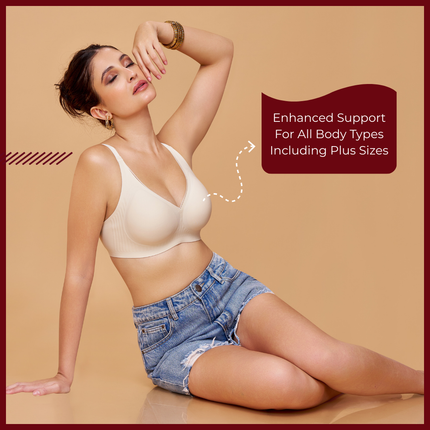 MAROON Skin Seamless Padded Non-Wired Full Coverage T-Shirt Bra for Women