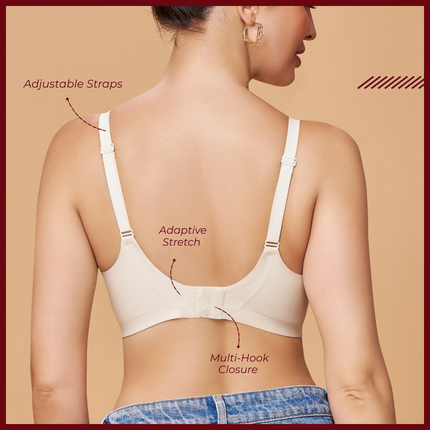 MAROON Skin Seamless Padded Non-Wired Full Coverage T-Shirt Bra for Women