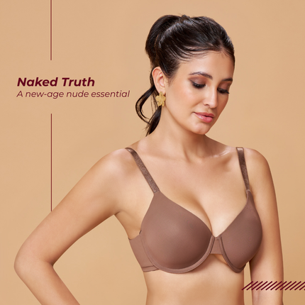 MAROON Brown Seamless Padded Underwired Full Coverage T-Shirt Bra for Women