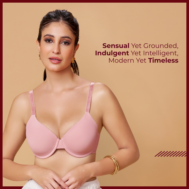 MAROON Mistpink Seamless Padded Underwired Full Coverage T-Shirt Bra for Women