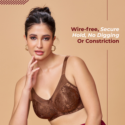 MAROON Mocha Seamless Non-Padded Non-Wired Minimizer Full Coverage Bra for Women
