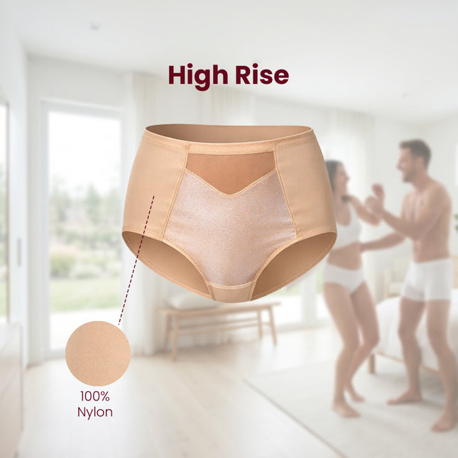 MAROON Find My Skin Tone Nylon Elastane High Rise Briefs Soft Stretchy Full Coverage High Waist Hold Zero Roll Grip Vanishing Waistband Hipster Panty