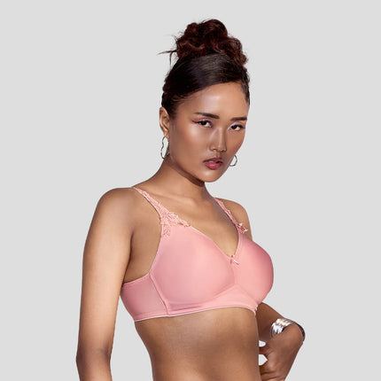 MAROON Find My Skin Tone Seamless Non-Padded T-Shirt Elevated Coverage Graceful minimizer Structured Shoulder Women Everyday Bra - Strawberry