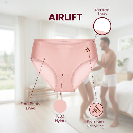 MAROON Find My Skin Tone Airlift Zero Panty Lines Air Light Control Fitted Clothes and Loungewear Low Rise No Show Pantylines Air Skin Feel No-Pressure Bond Seamless Bonded Panty