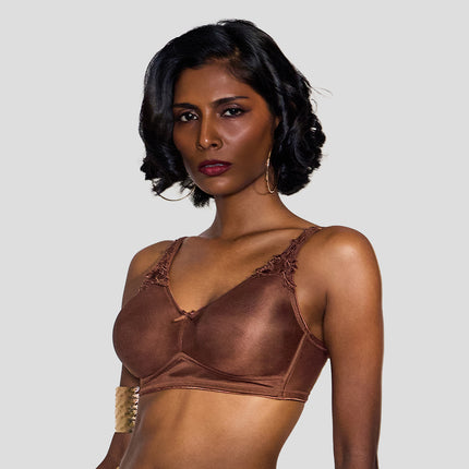MAROON Find My Skin Tone Seamless Non-Padded T-Shirt Elevated Coverage Graceful minimizer Structured Shoulder Women Everyday Bra - Chocolate