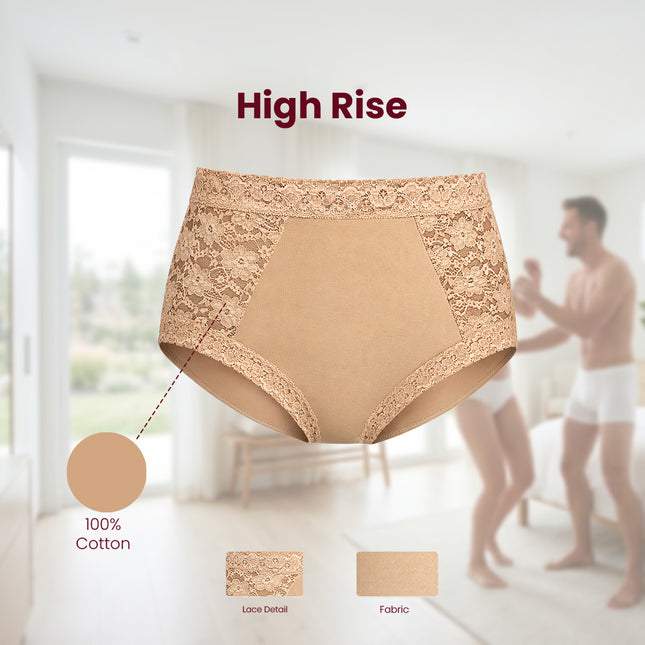 MAROON Find My Skin Tone Cotton Elastane High Rise Briefs Soft Stretchy Full Coverage High Waist Hold Zero Roll Grip Vanishing Waistband Hipster Panty