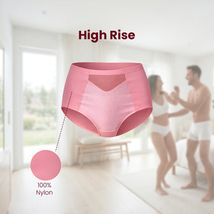 MAROON Find My Skin Tone Nylon Elastane High Rise Briefs Soft Stretchy Full Coverage High Waist Hold Zero Roll Grip Vanishing Waistband Hipster Panty