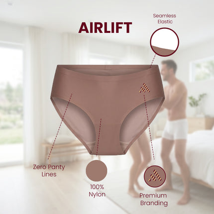 MAROON Find My Skin Tone Airlift Zero Panty Lines Air Light Control Fitted Clothes and Loungewear Low Rise No Show Pantylines Air Skin Feel No-Pressure Bond Seamless Bonded Panty