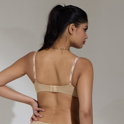 MAROON Velour Lift Find My Skin Tone Seamless Padded Plunge Deeper Cleavage Signature Straps Women Everyday T-Shirt Bra - Caramel