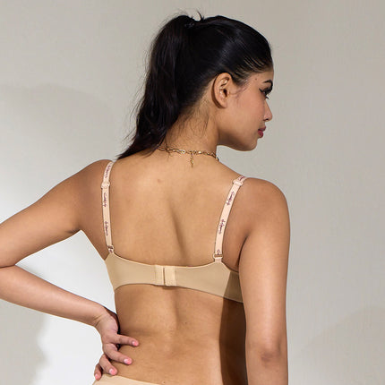 MAROON Velour Lift Find My Skin Tone Seamless Padded Plunge Deeper Cleavage Signature Straps Women Everyday T-Shirt Bra - Caramel