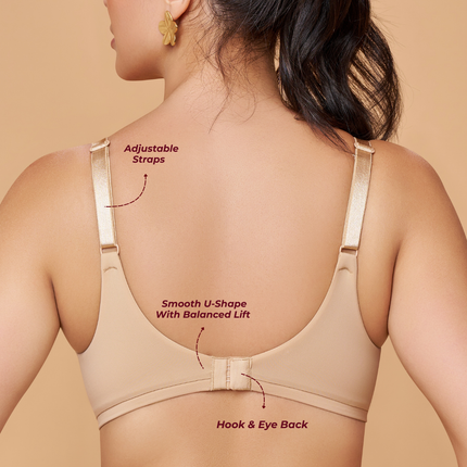 MAROON Nude Seamless Padded Underwired Full Coverage T-Shirt Bra for Women (Nude)