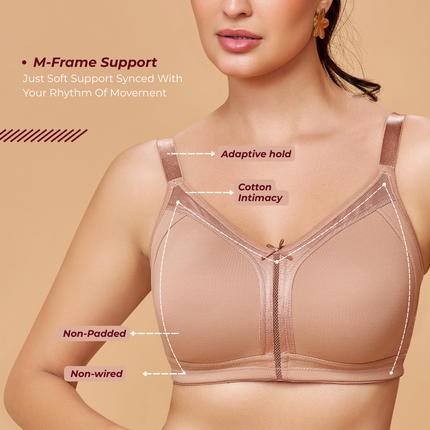 MAROON Warm Taupe Seamless Non-Padded Non-Wired Full Coverage Everyday Bra for Women