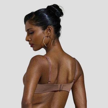 MAROON Velour Lift Find My Skin Tone Seamless Padded Plunge Deeper Cleavage Signature Straps Women Everyday T-Shirt Bra - Chocolate