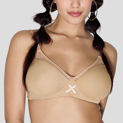 MAROON Find My Skin Tone Seamless Non-Padded T-Shirt Cloud Soft Lift Active Stretch Women Everyday Bra - Caramel