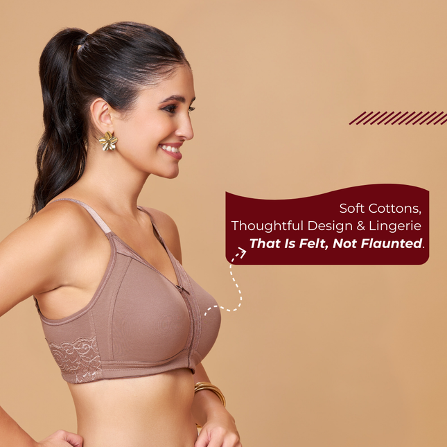 MAROON Mocha Seamless Non-Padded Non-Wired Full Coverage Everyday Bra for Women
