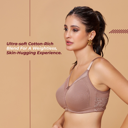 MAROON Mocha Seamless Non-Padded Non-Wired Full Coverage Everyday Bra for Women