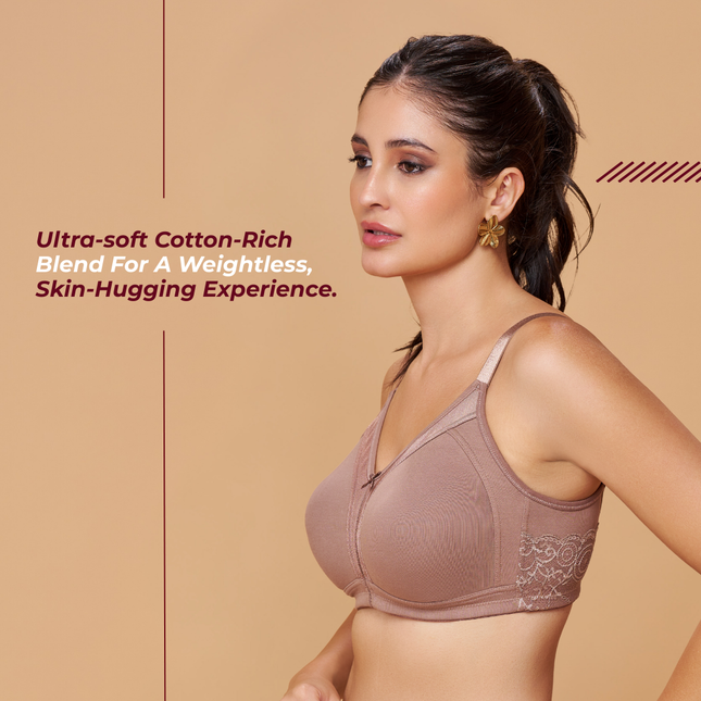 MAROON Mocha Seamless Non-Padded Non-Wired Full Coverage Everyday Bra for Women