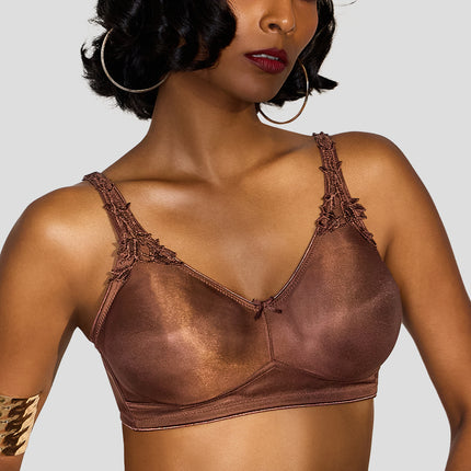 MAROON Find My Skin Tone Seamless Non-Padded T-Shirt Elevated Coverage Graceful minimizer Structured Shoulder Women Everyday Bra - Chocolate