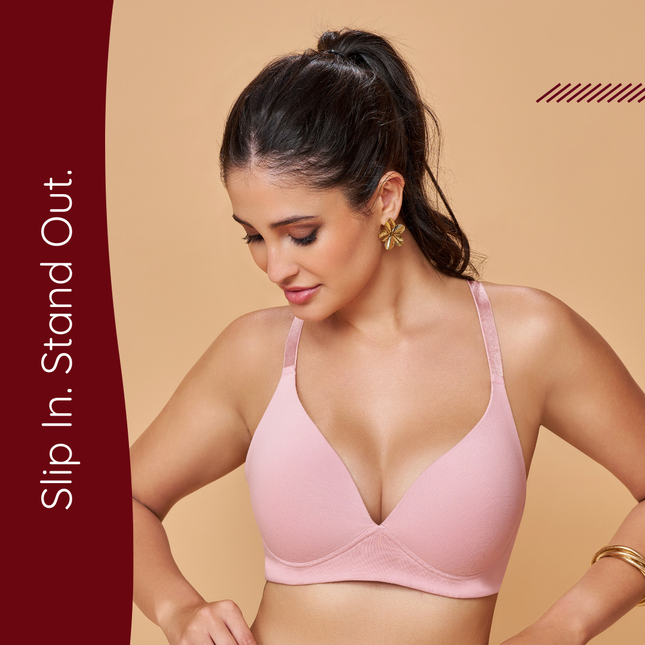 MAROON Mistpink Seamless Padded Non-Wired Full Coverage Plunge Bra for Women