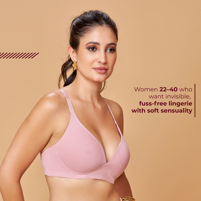 MAROON Mistpink Seamless Padded Non-Wired Full Coverage Plunge Bra for Women