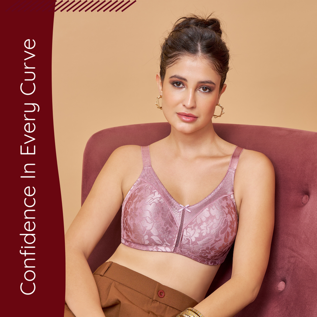 MAROON Mistpink Seamless Non-Padded Non-Wired Minimizer Full Coverage Bra for Women