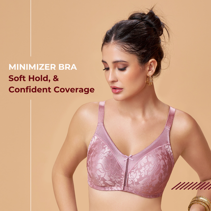 MAROON Mistpink Seamless Non-Padded Non-Wired Minimizer Full Coverage Bra for Women